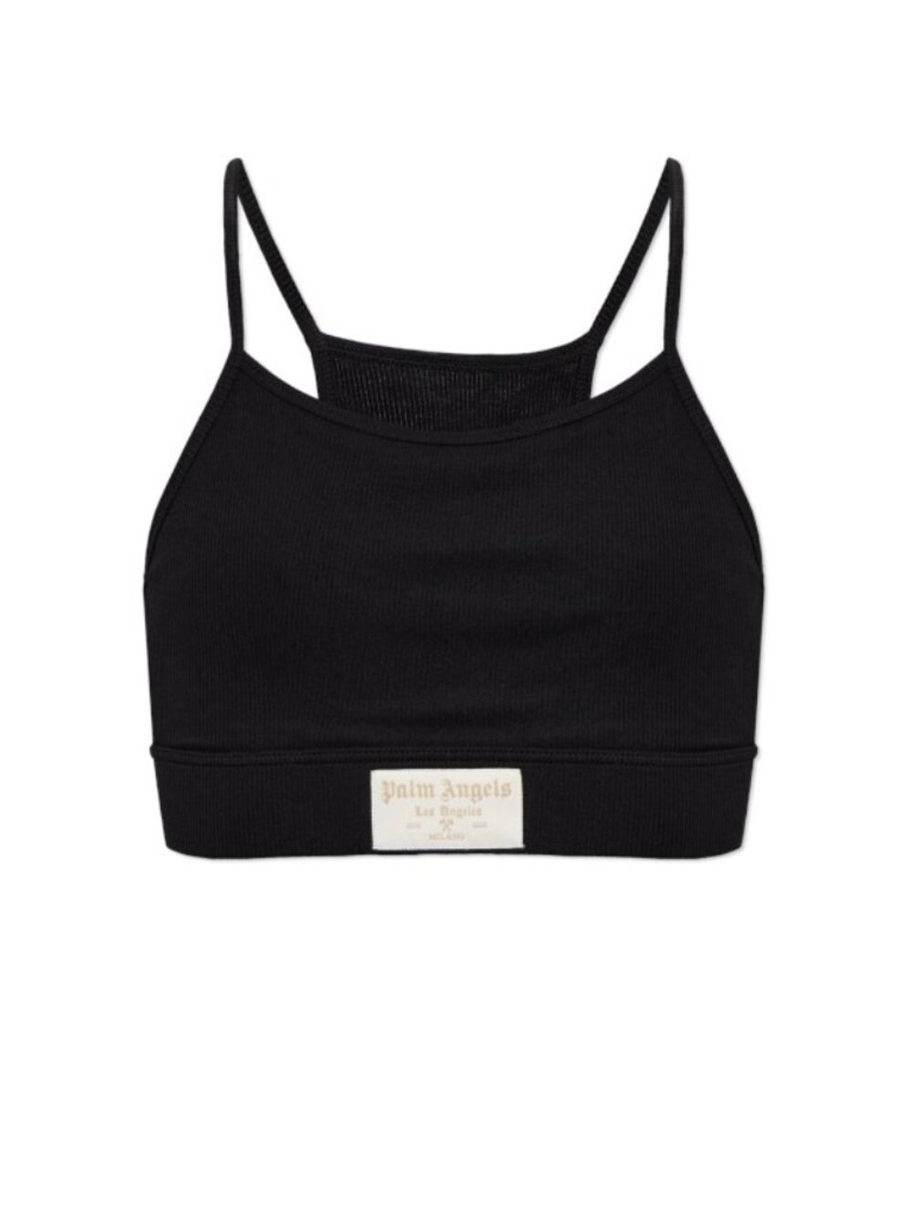 Palm Angels Women’s Black Ribbed Cotton Lingerie Crop Top Size L NWT